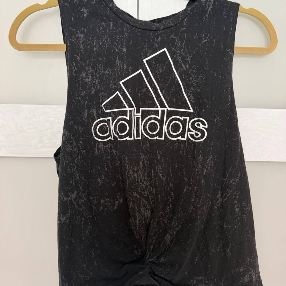 Adidas Women's Black Burnout Knot-Front Muscle Tank - Size L